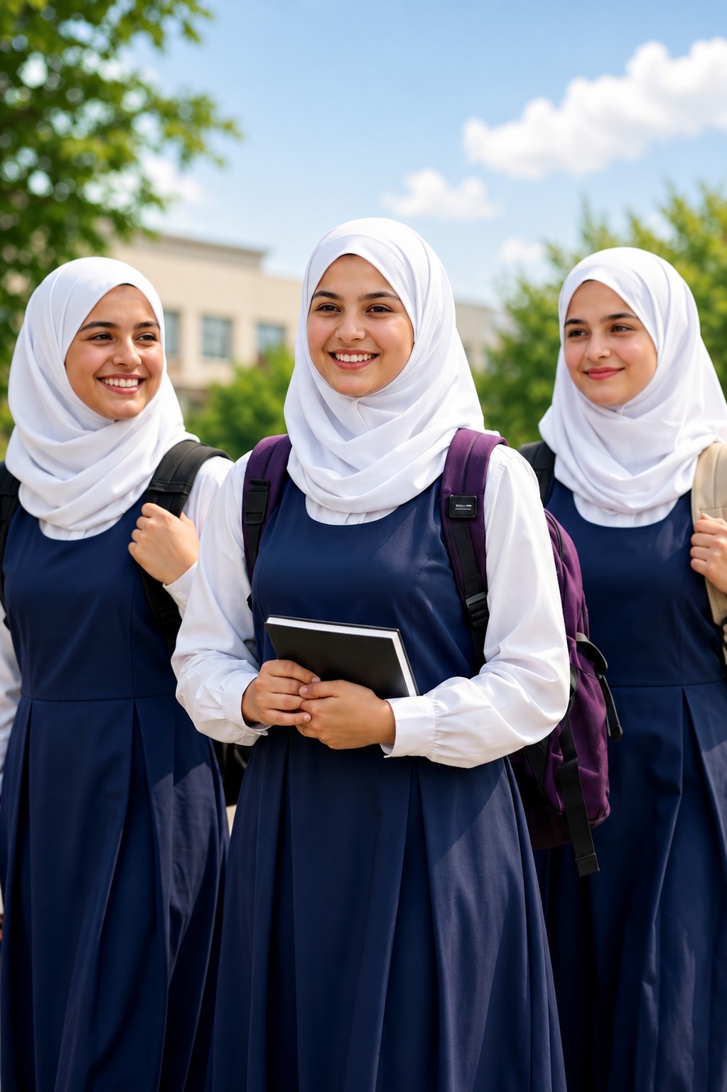 فتيات يرتدين الزي المدرسي والحجاب